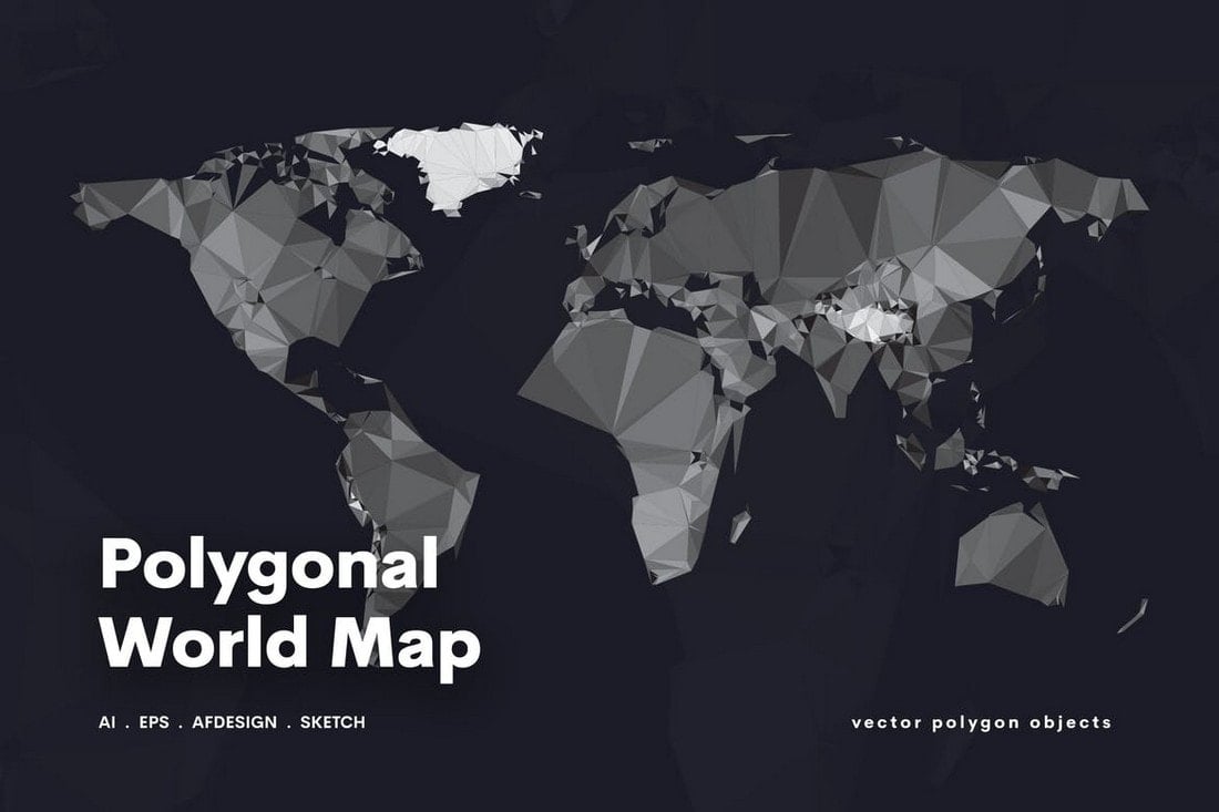 Polygonal World Map Affinity Designer Template